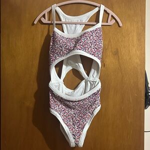 Aerie Kids One Piece Floral Swimwear - Red and White